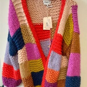 FRNCH Multicolor Patchwork Cardigan
